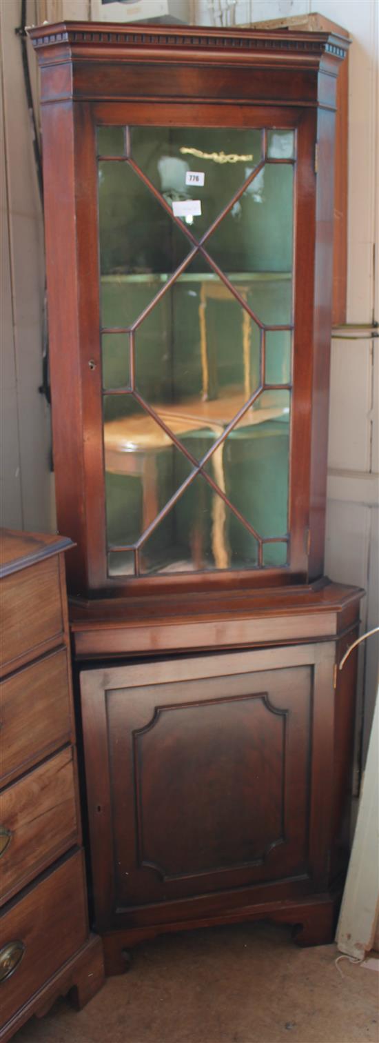 Mahogany standing corner cupboard